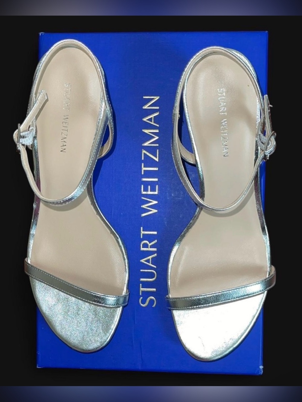 Stuart Weitzman Dancer Metallic Leather Stilletto Sandal - Picture 2 of 13